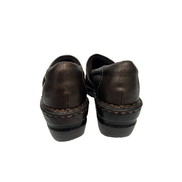 Born BOC Brown Bronze Leather Cushioned Padded Slip-On Clogs Comfort Shoes - Picture 3 of 12